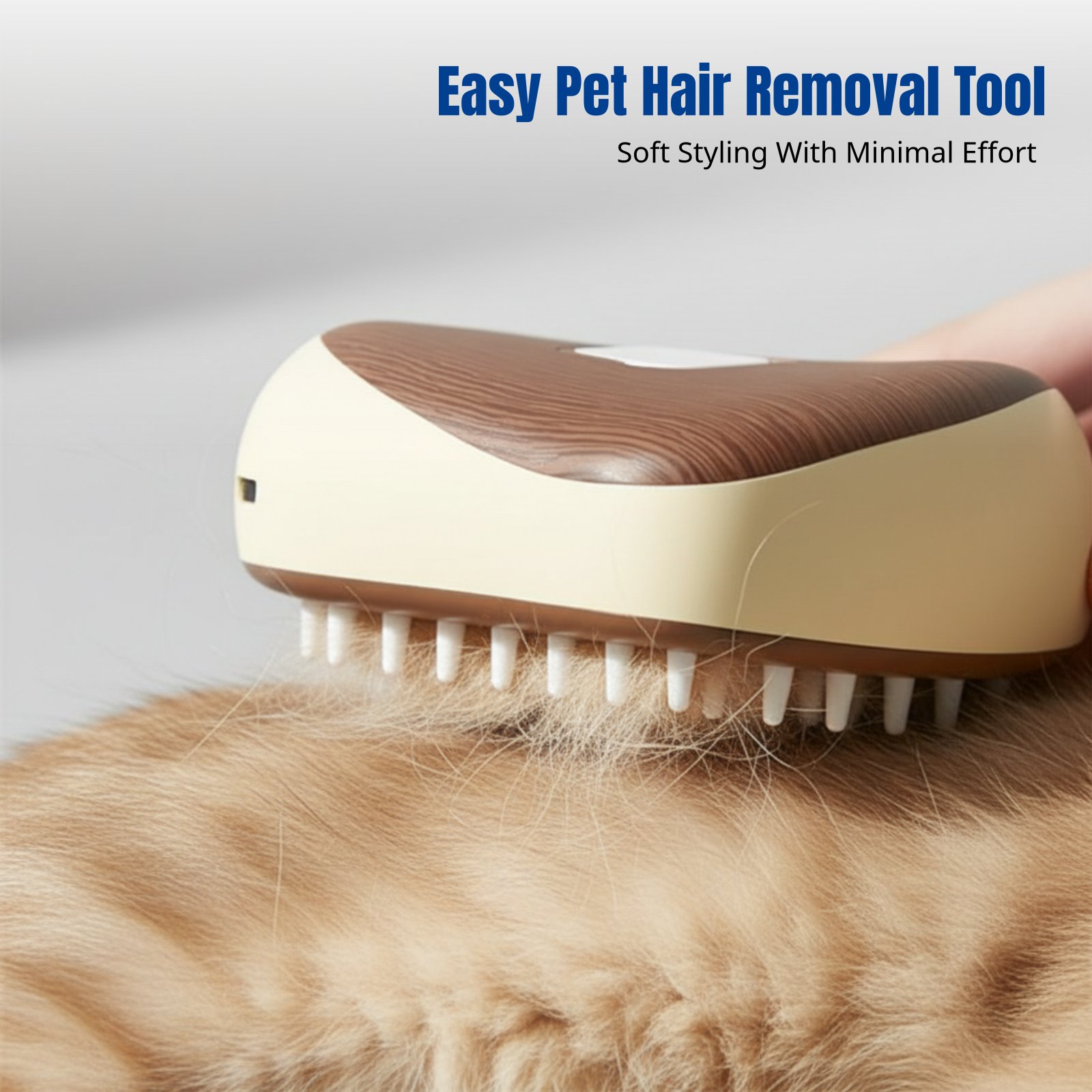 Pet Hair Remover Brush - Dampfspray-Tierkamm, Pflegebürste mit Holzstruktur, Katzen- und
