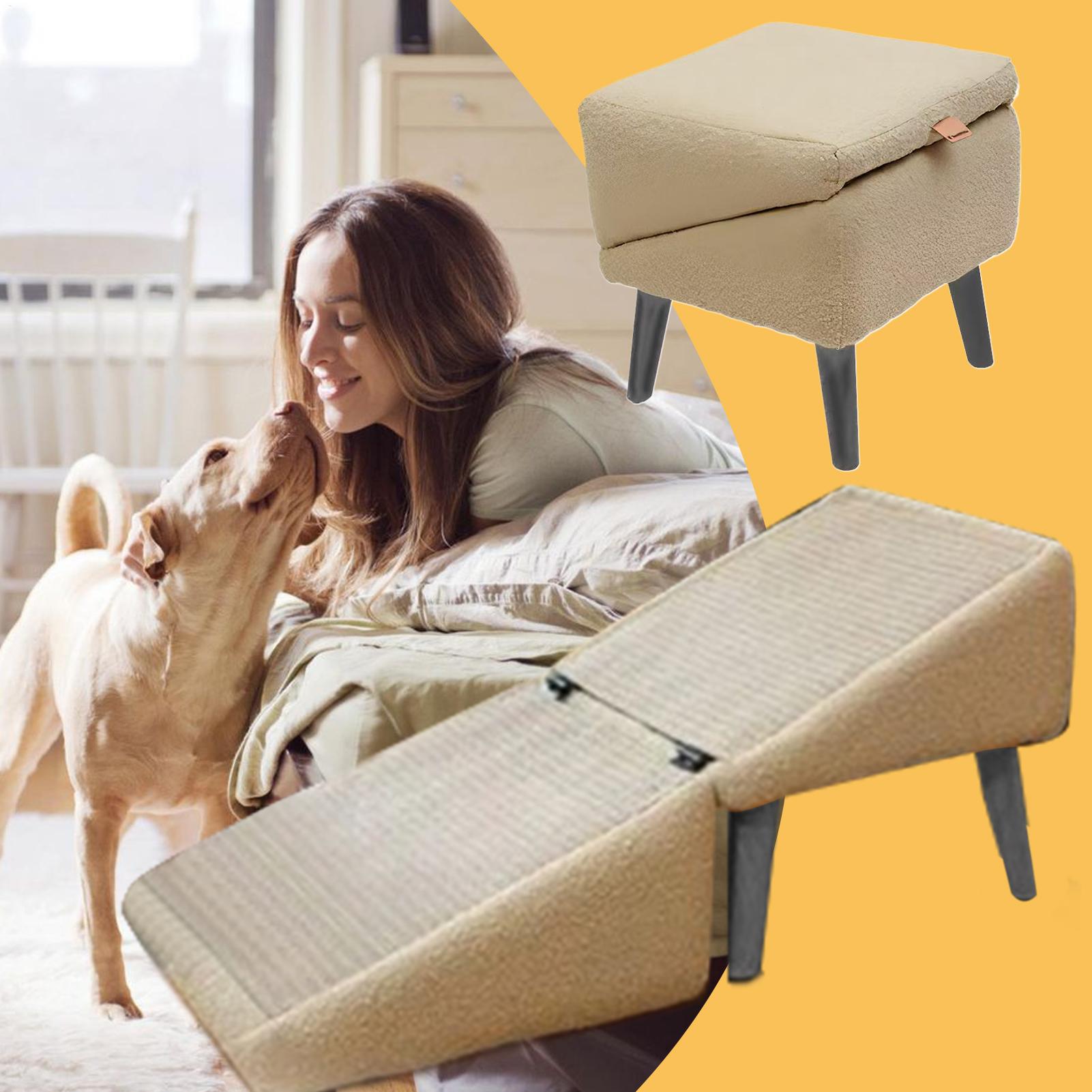 Calming Dog Bed - Multifunktionale Faltbare Haustierrampe Rutschfeste Hundetreppe für