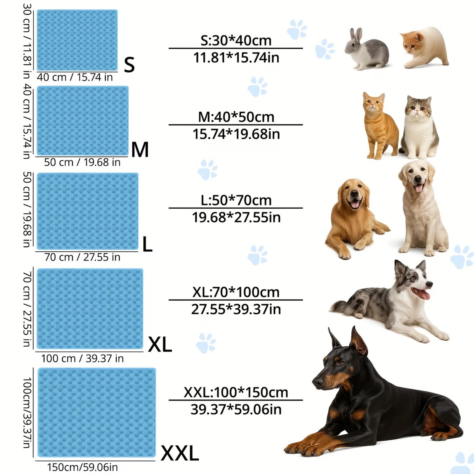 Dog Cooling Mat - Sommer-Haustier-Kühlmatte: Atmungsaktive Eisseide, waschbares Haustierbett, langlebiges
